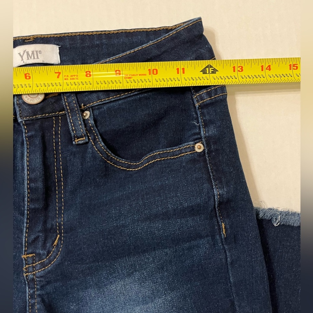 YMI | Blue Flare Jeans with Distressed Knee - Picture 8 of 10